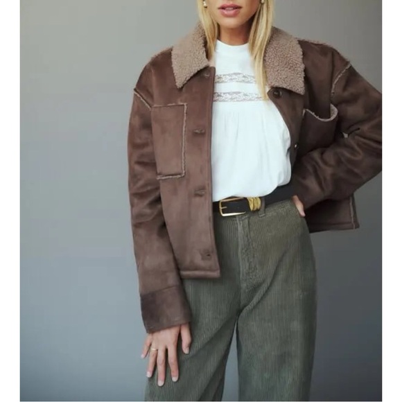 Reformation Arlington Sherpa Lined Chocolate Brown Jacket